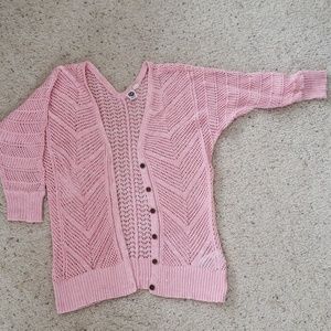 Large pink and white heather Roxy sweater